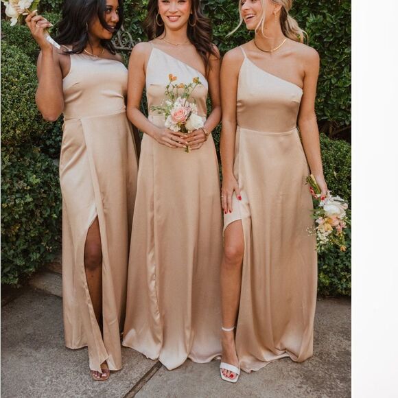 Show Me Your Mumu Shannon One Shoulder Dress Show me the Ring Crisp L Nwt - Picture 2 of 7